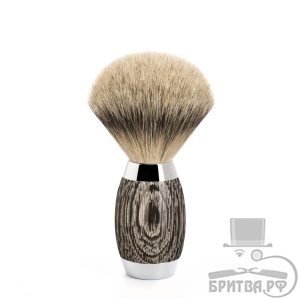 Помазок MUEHLE EDITION барсучий ворс Silvertip, мореный дуб, серебро